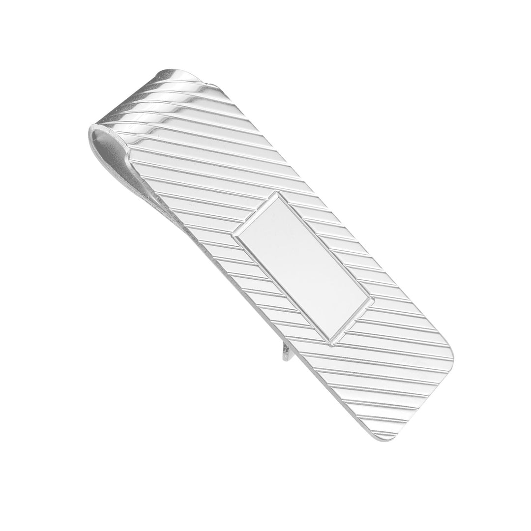 Mens Money Clip in Rhodium Plated Sterling Silver Image 1