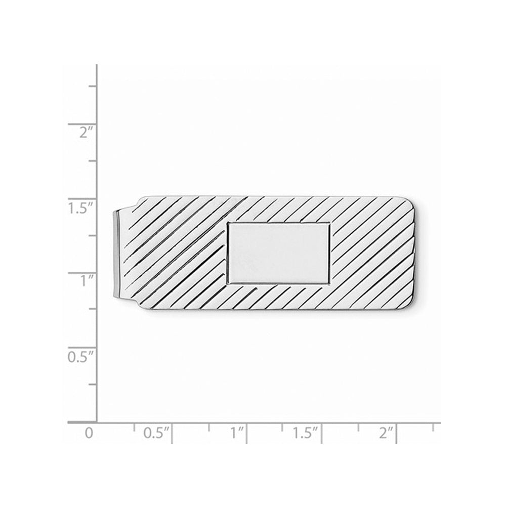 Mens Money Clip in Rhodium Plated Sterling Silver Image 2