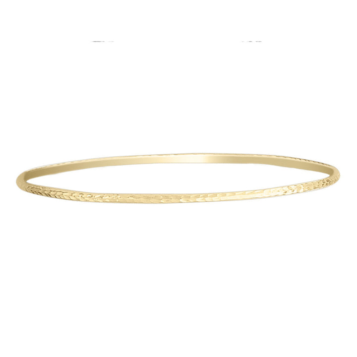 Diamond Cut 2mm Slip On Bangle in 14K Yellow Gold Image 1