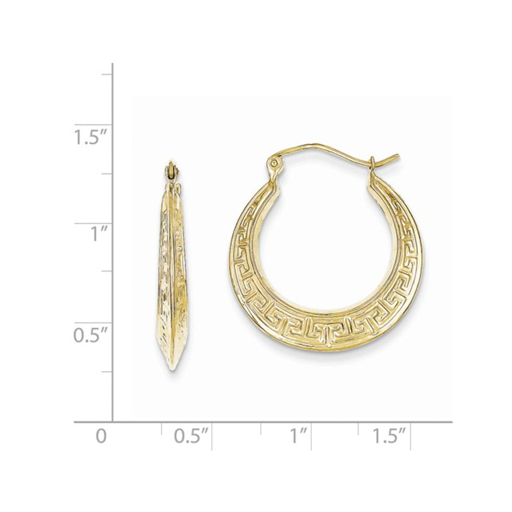 Greek Key Hoop Earrings in 10K Yellow Gold Image 2