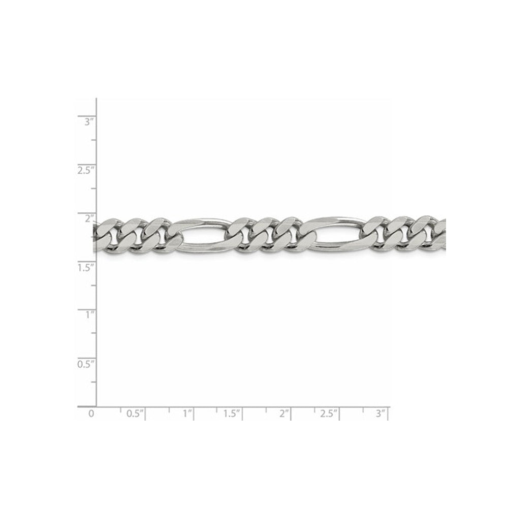 Mens Bracelet Figaro Chain 9 Inches in Sterling Silver Image 2