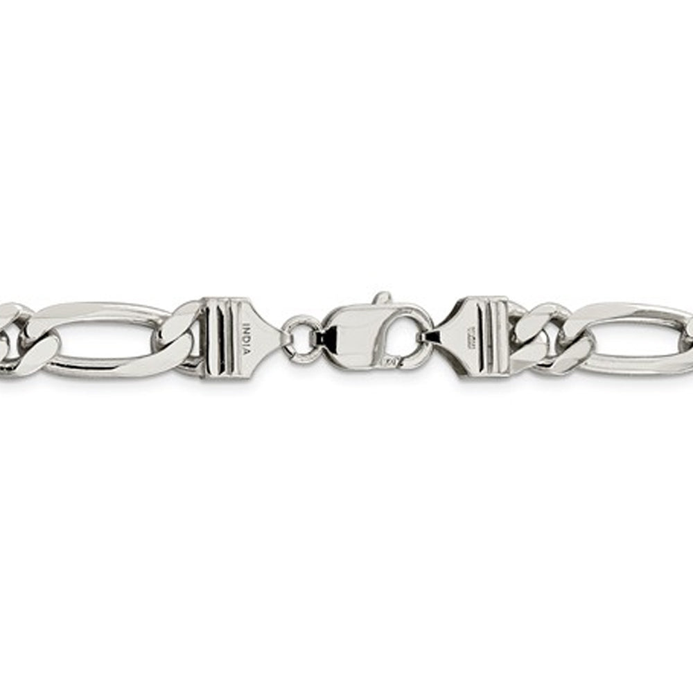 Mens Bracelet Figaro Chain 9 Inches in Sterling Silver Image 3