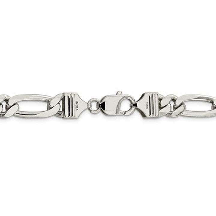 Mens Bracelet Figaro Chain 9 Inches in Sterling Silver Image 3