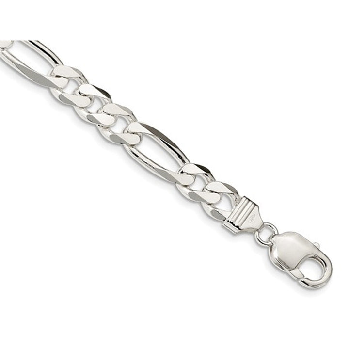 Mens Bracelet Figaro Chain 9 Inches in Sterling Silver Image 4