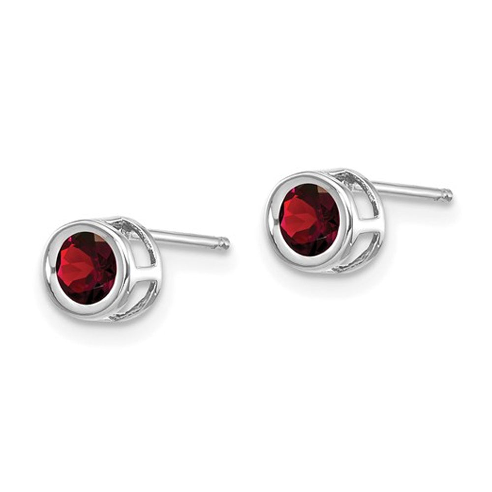 7/10 Carat (ctw) Garnet Solitaire Earrings in 14K White Gold Image 2