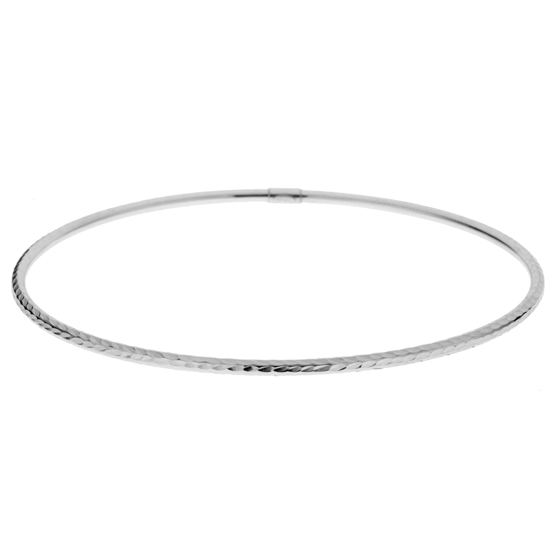 Diamond-Cut 2mm Slip On Bangle in 14K White Gold Image 2