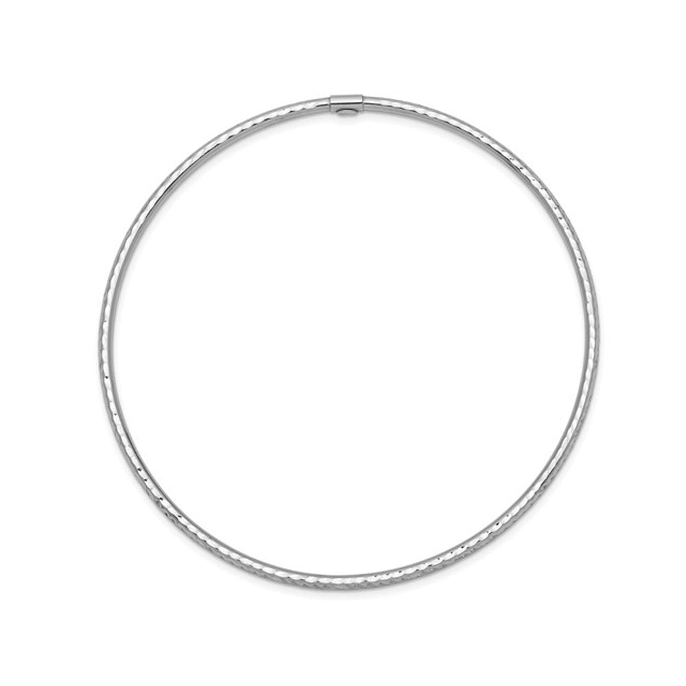 Diamond-Cut 2mm Slip On Bangle in 14K White Gold Image 3