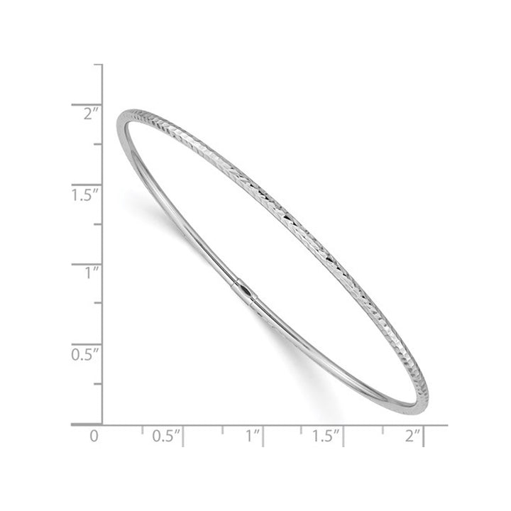 Diamond-Cut 2mm Slip On Bangle in 14K White Gold Image 4