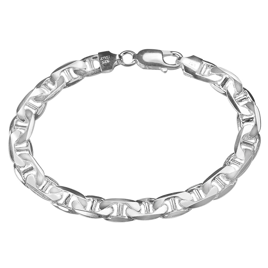 Sterling Silver Mens Anchor Chain Bracelet (9 Inches) Image 1