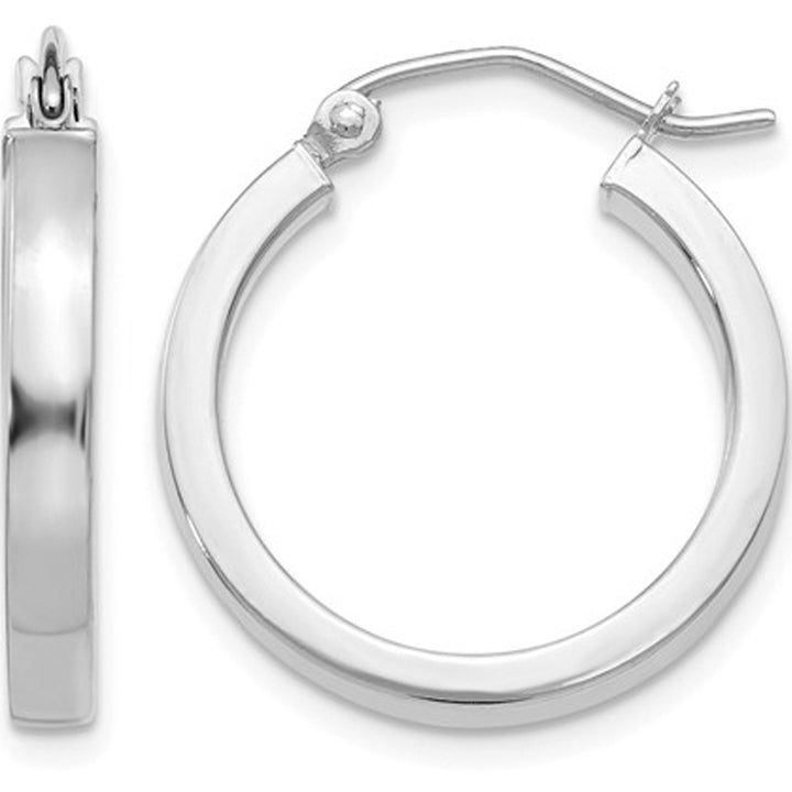 14K White Gold Hoop Earrings 20mm Image 1