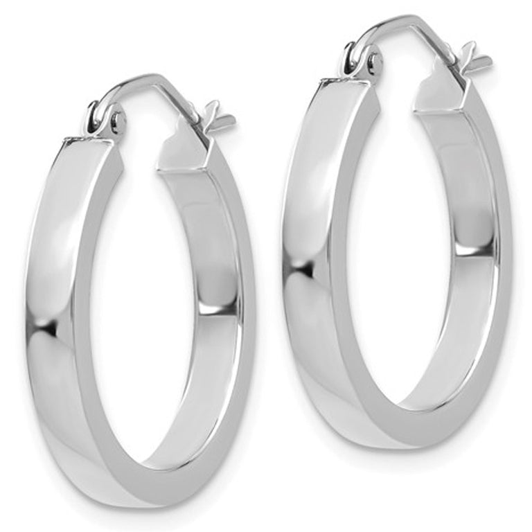 14K White Gold Hoop Earrings 20mm Image 3