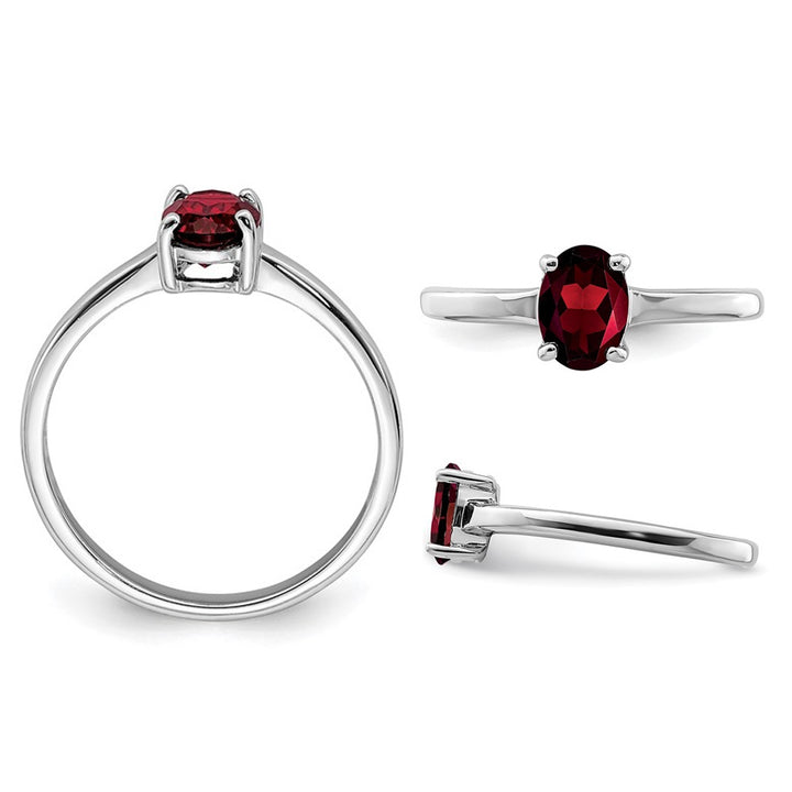 1.90 Carat (ctw) Oval-Cut Red Garnet Ring in Sterling Silver Image 3