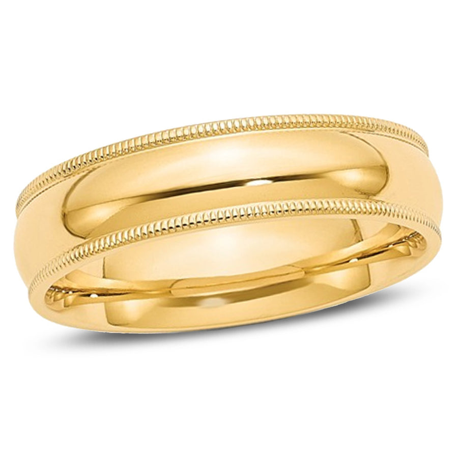 Mens 14K Yellow Gold 6mm Milgrain Comfort Fit Wedding Band Ring Image 1