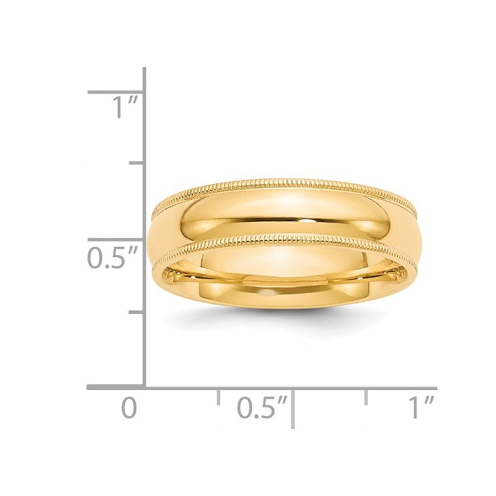 Mens 14K Yellow Gold 6mm Milgrain Comfort Fit Wedding Band Ring Image 3