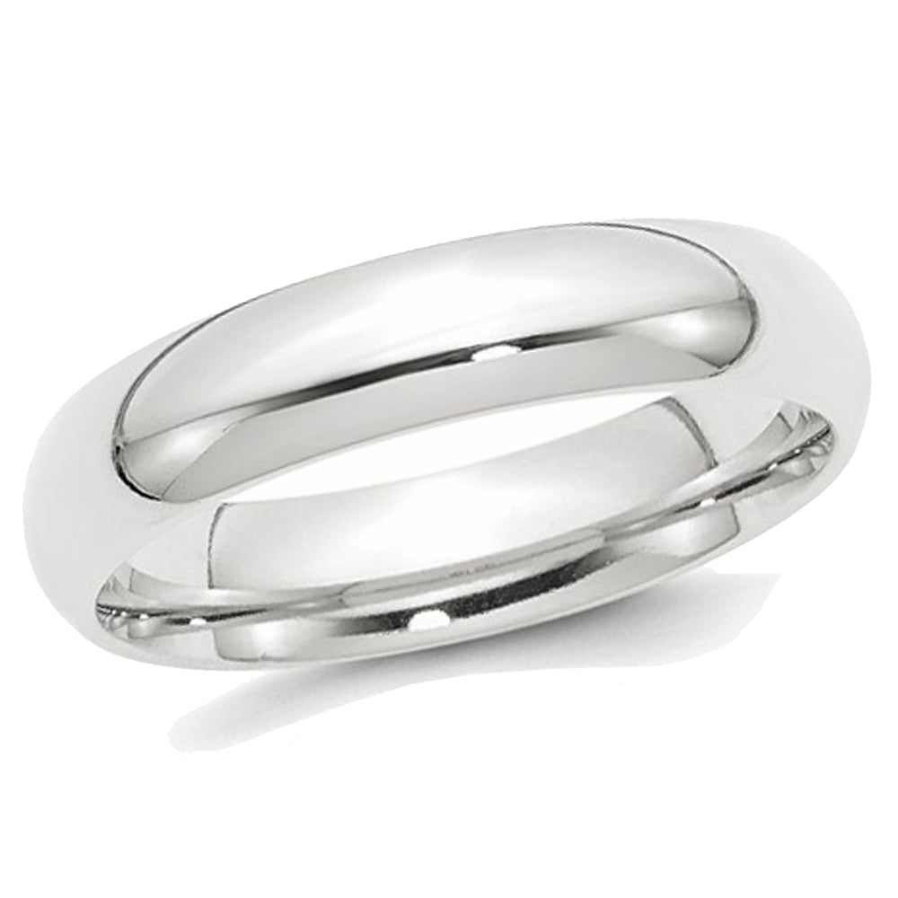 Ladies or Mens Platinum 5mm Comfort Fit Wedding Band Ring Image 1