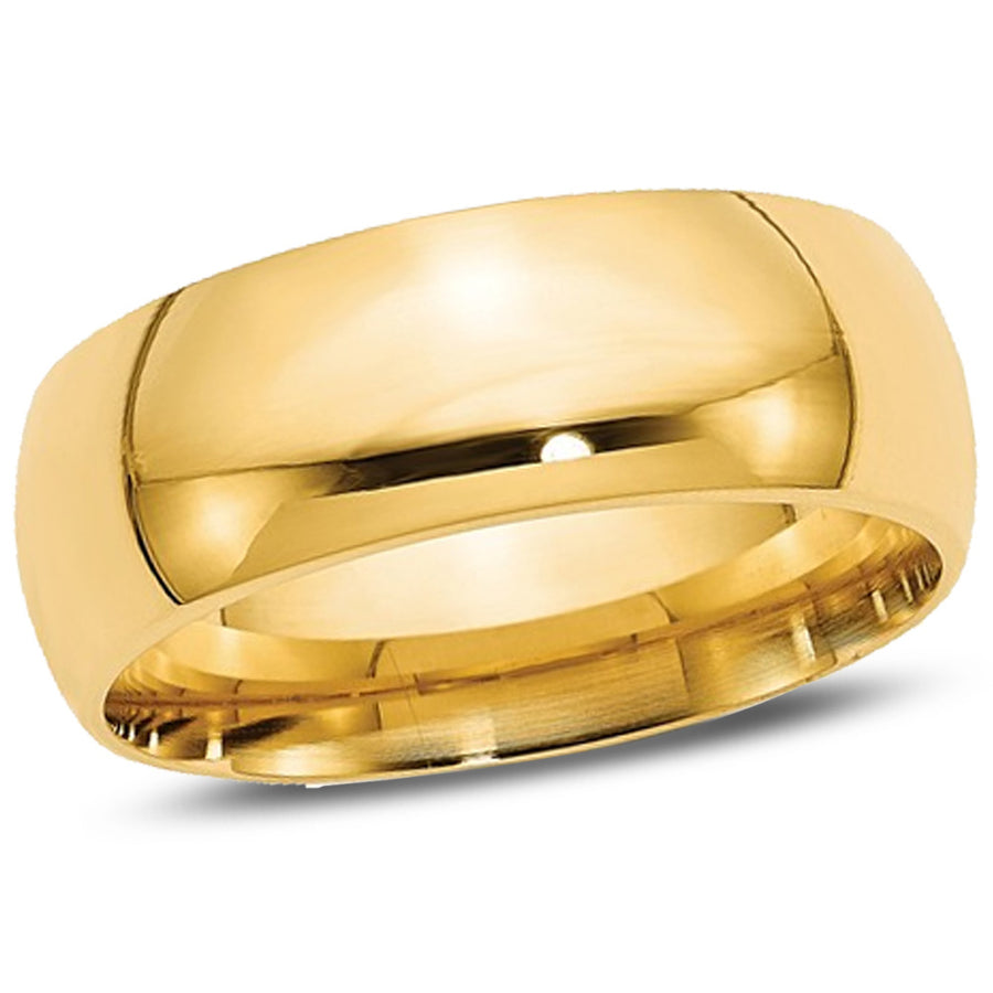 Mens 14K Yellow Gold 8mm Comfort Fit Wedding Band Ring Image 1