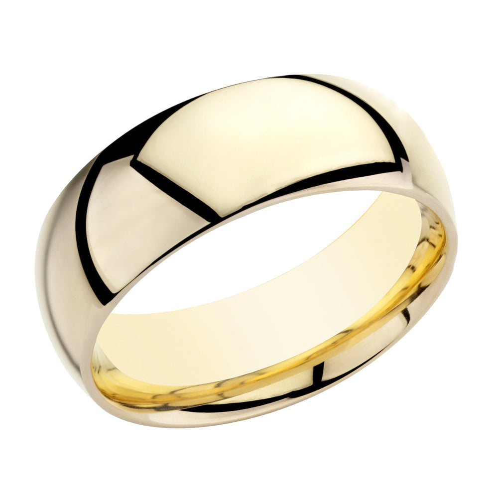 Mens 14K Yellow Gold 8mm Comfort Fit Wedding Band Ring Image 2
