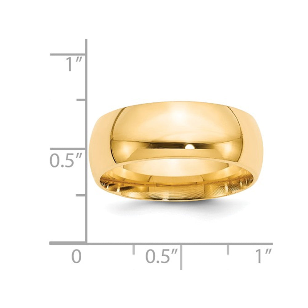 Mens 14K Yellow Gold 8mm Comfort Fit Wedding Band Ring Image 3