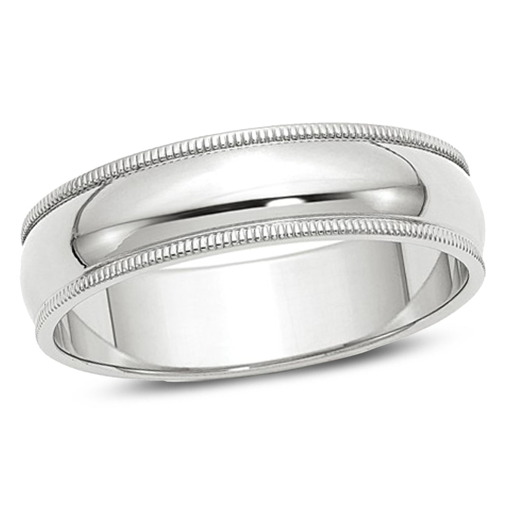 Mens 14K White Gold 6mm Milgrain Wedding Band Ring Image 1