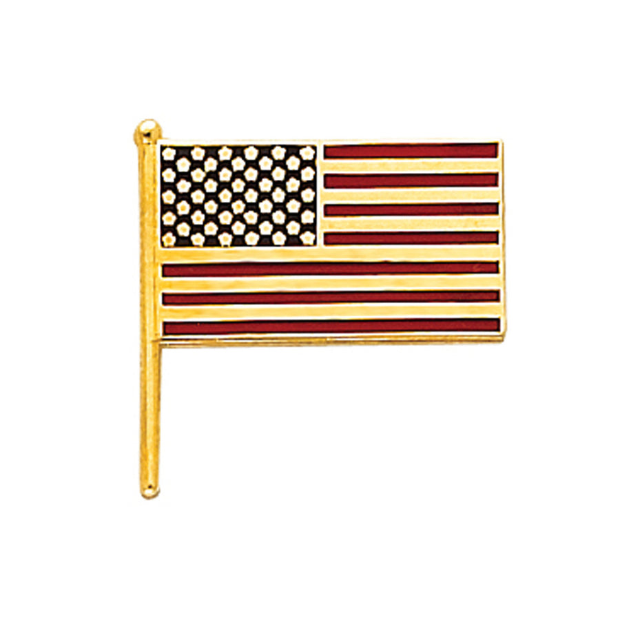 14K Yellow Gold American Flag Tie Tac Image 1
