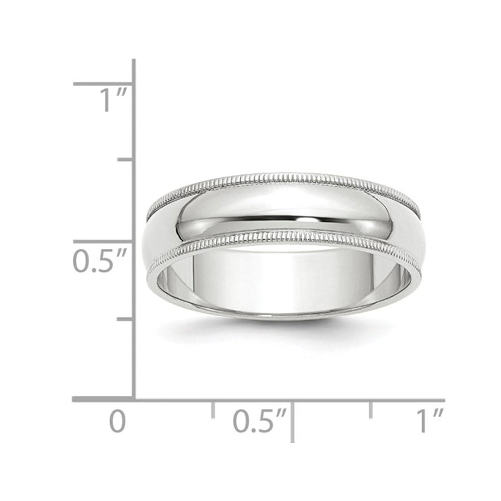 Mens 14K White Gold 6mm Milgrain Wedding Band Ring Image 3