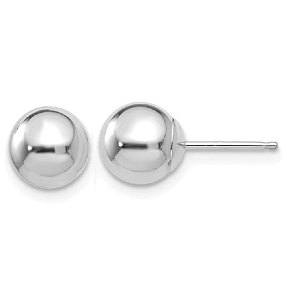 14K White Gold Gold Button Ball 7mm Stud Earrings Image 1