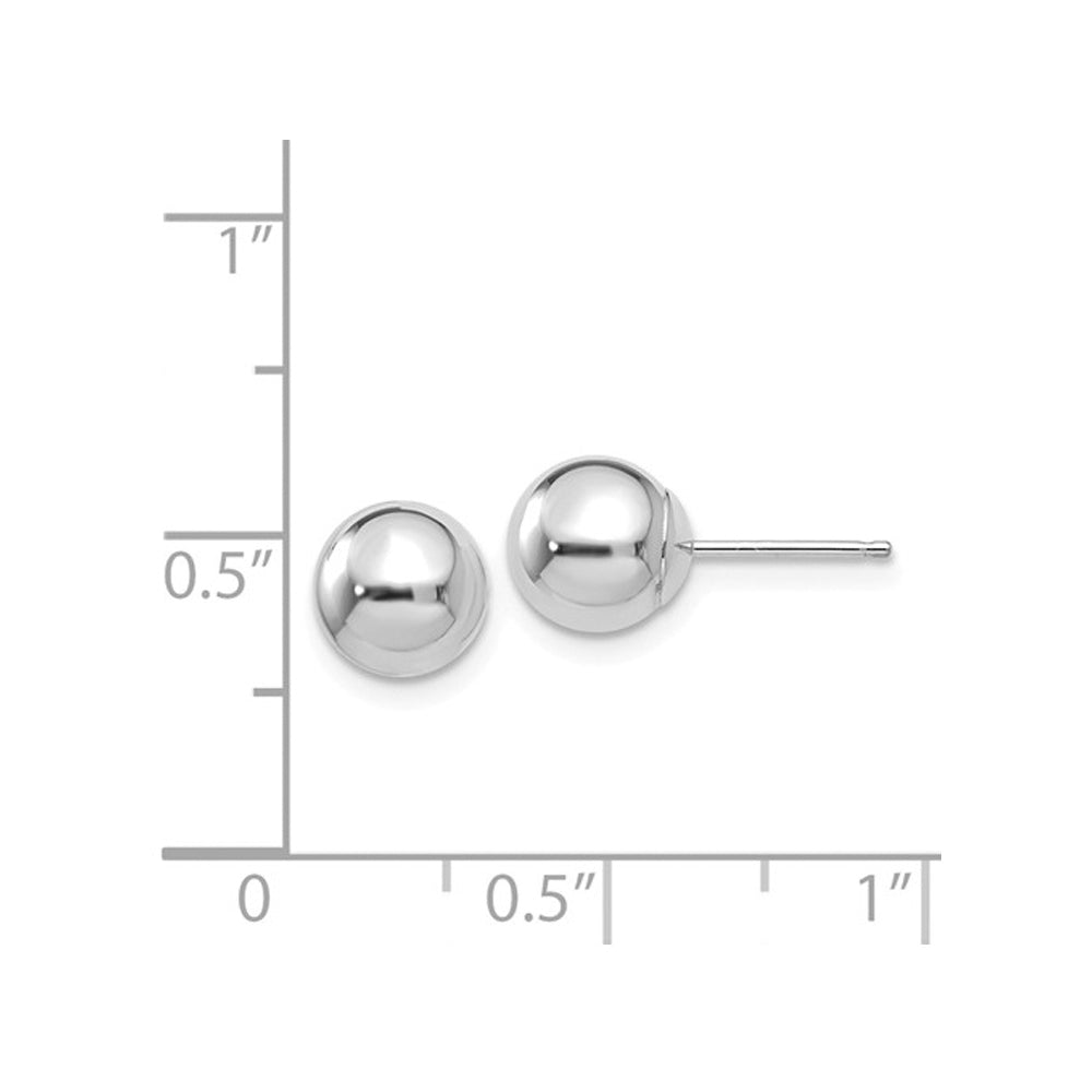 14K White Gold Gold Button Ball 7mm Stud Earrings Image 2