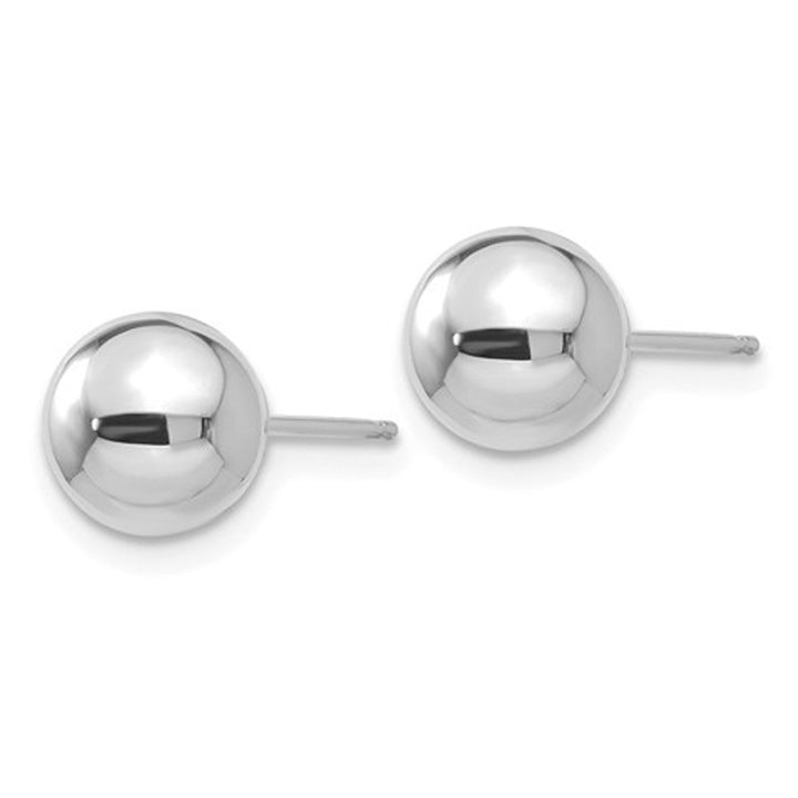 14K White Gold Gold Button Ball 7mm Stud Earrings Image 3