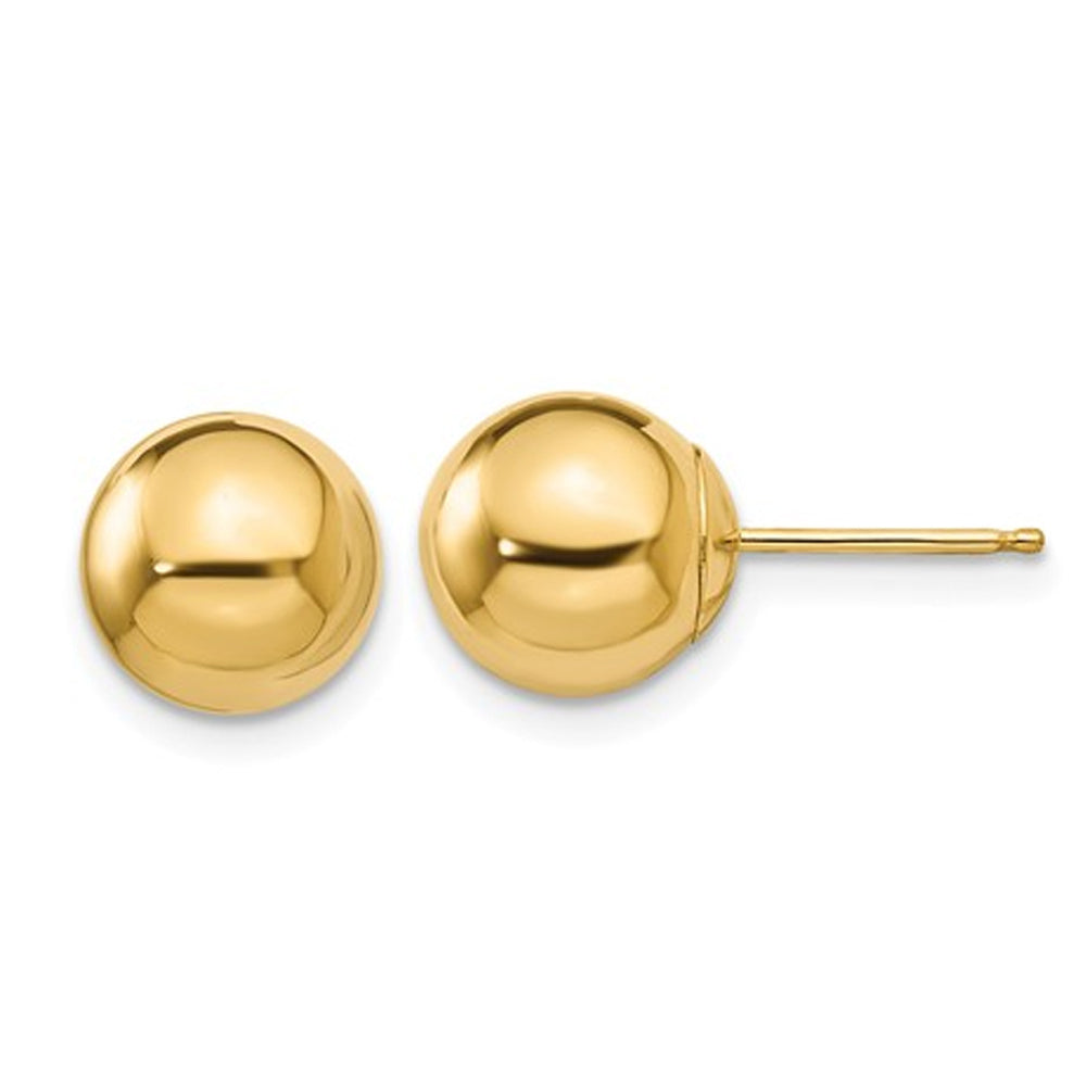 Gold Button Ball 8mm Stud Earrings in 14K Yellow Gold Image 1