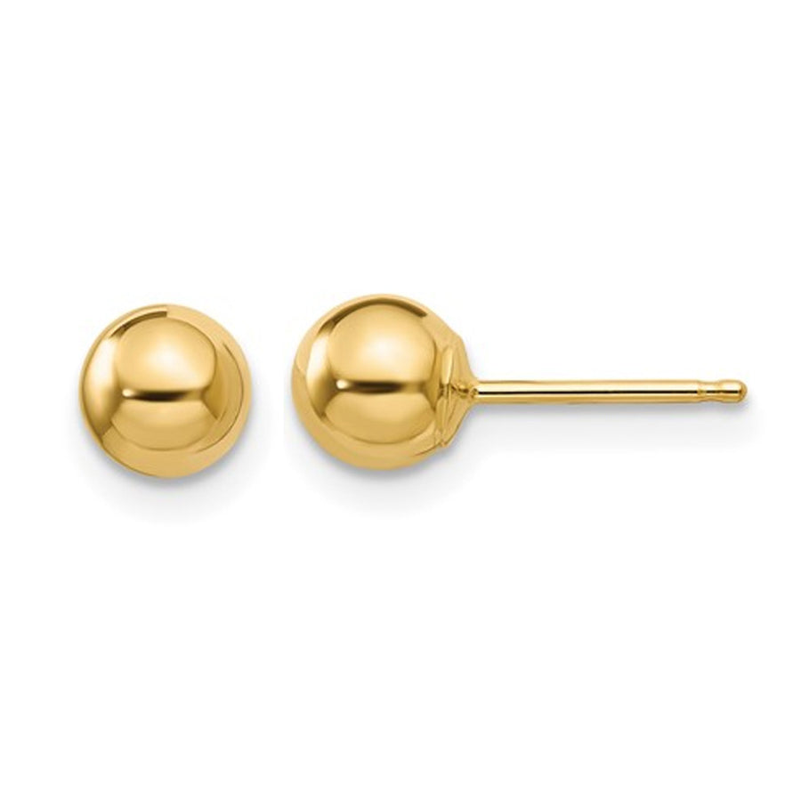 Gold Button Ball 5mm Stud Earrings in 14K Yellow Gold Image 1