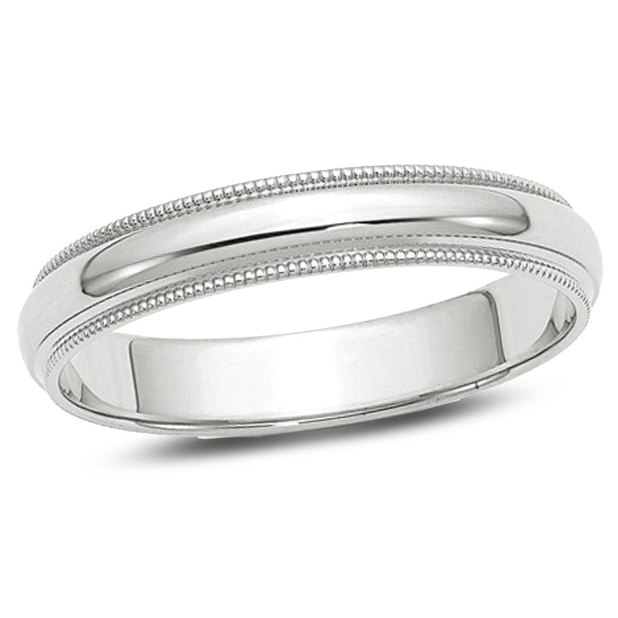 Ladies or Mens 14K White Gold 4mm Milgrain Wedding Band Ring Image 1