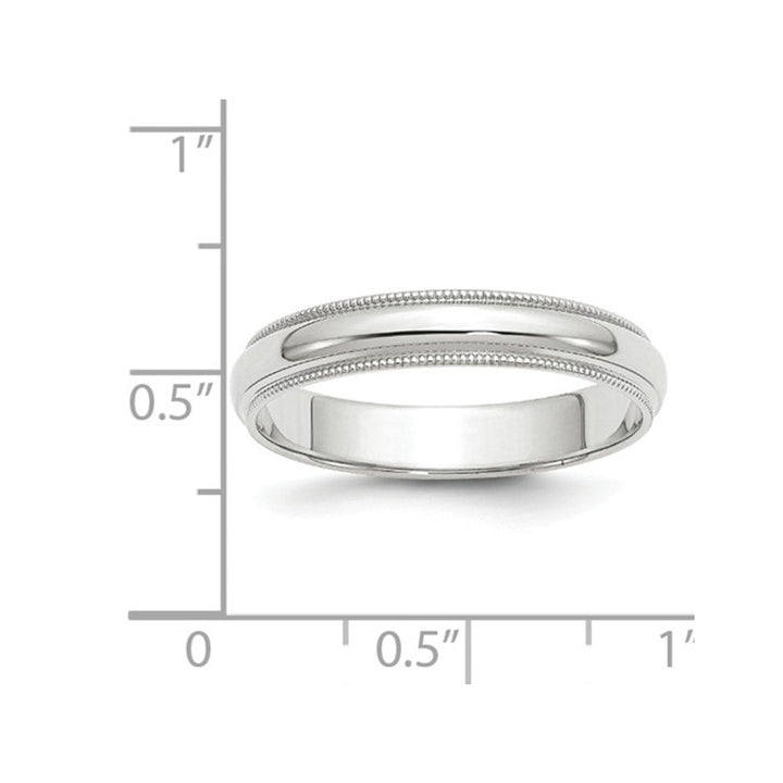Ladies or Mens 14K White Gold 4mm Milgrain Wedding Band Ring Image 4