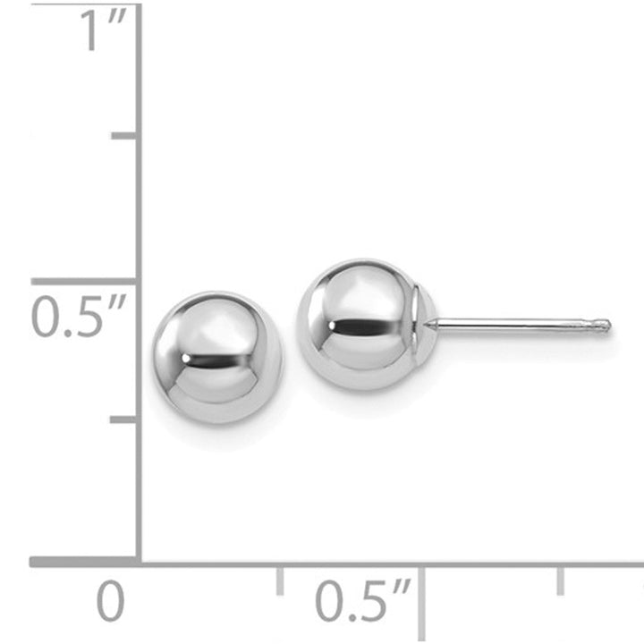 14K White Gold Button Ball 6mm Stud Earrings Image 2