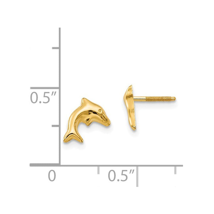 14K Yellow Gold Baby Dolphin Earrings Image 3