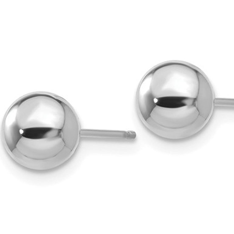 14K White Gold Button Ball 6mm Stud Earrings Image 3