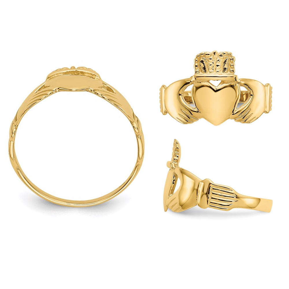 14K Yellow Gold Ladies Claddagh Celtic Ring Image 2