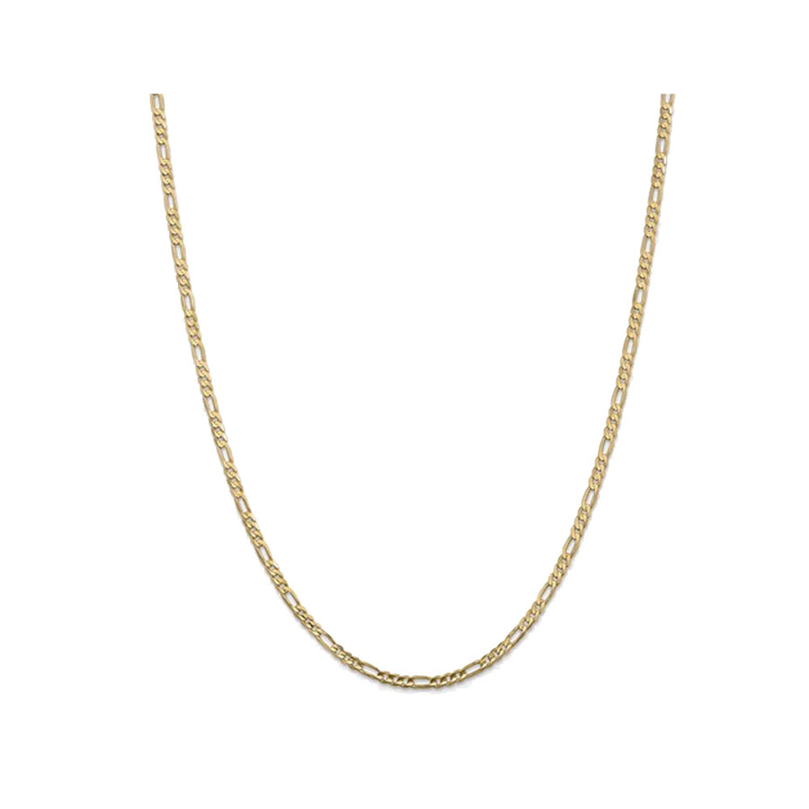 Concave 3mm Figaro Necklace 20 Inches in 14K Yellow Gold Image 1