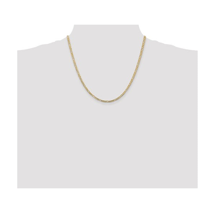 Concave 3mm Figaro Necklace 20 Inches in 14K Yellow Gold Image 4