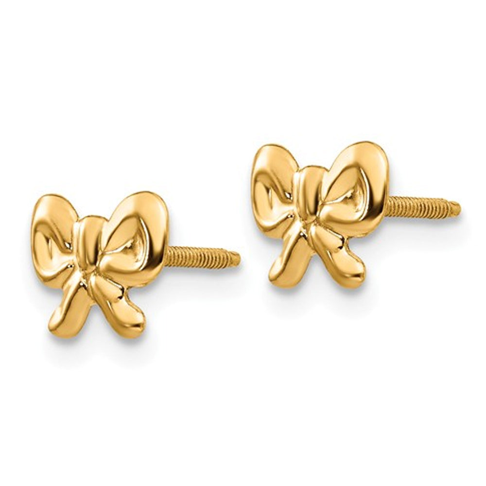 Baby Bow Earrings in 14K Yellow Gold with Screwbacks Image 3