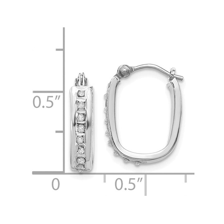 Accent Diamond Squared Hoop Earrings in 14K White Gold (2/3 Inch) Image 3