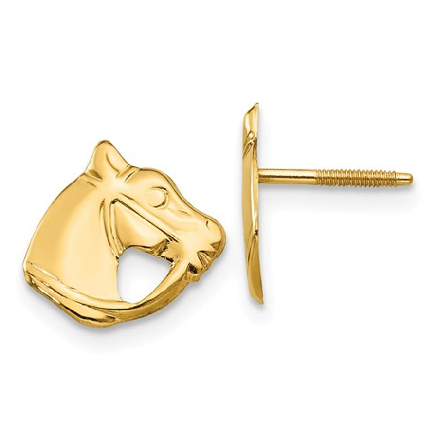 Baby Horse Earrings in 14K Yellow Gold Image 1