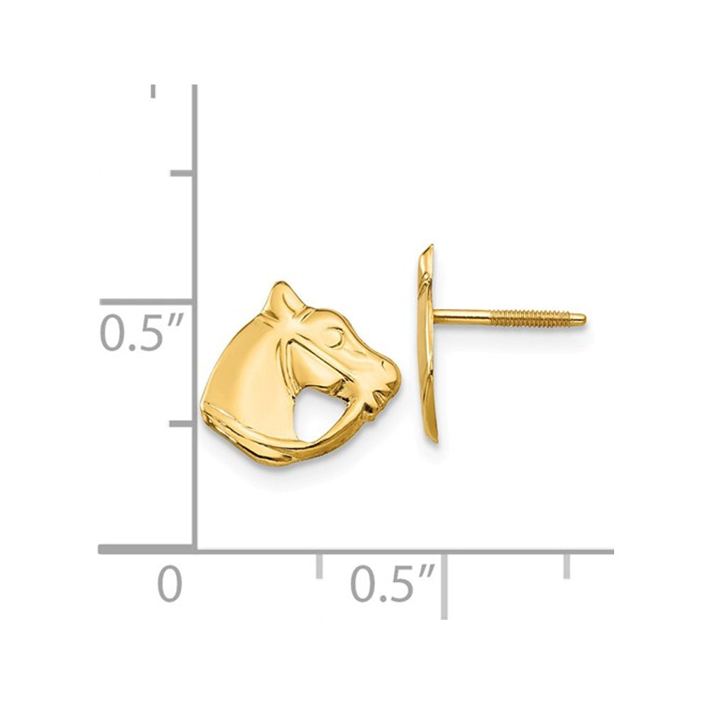 Baby Horse Earrings in 14K Yellow Gold Image 2