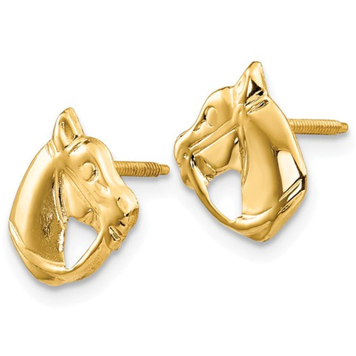 Baby Horse Earrings in 14K Yellow Gold Image 3