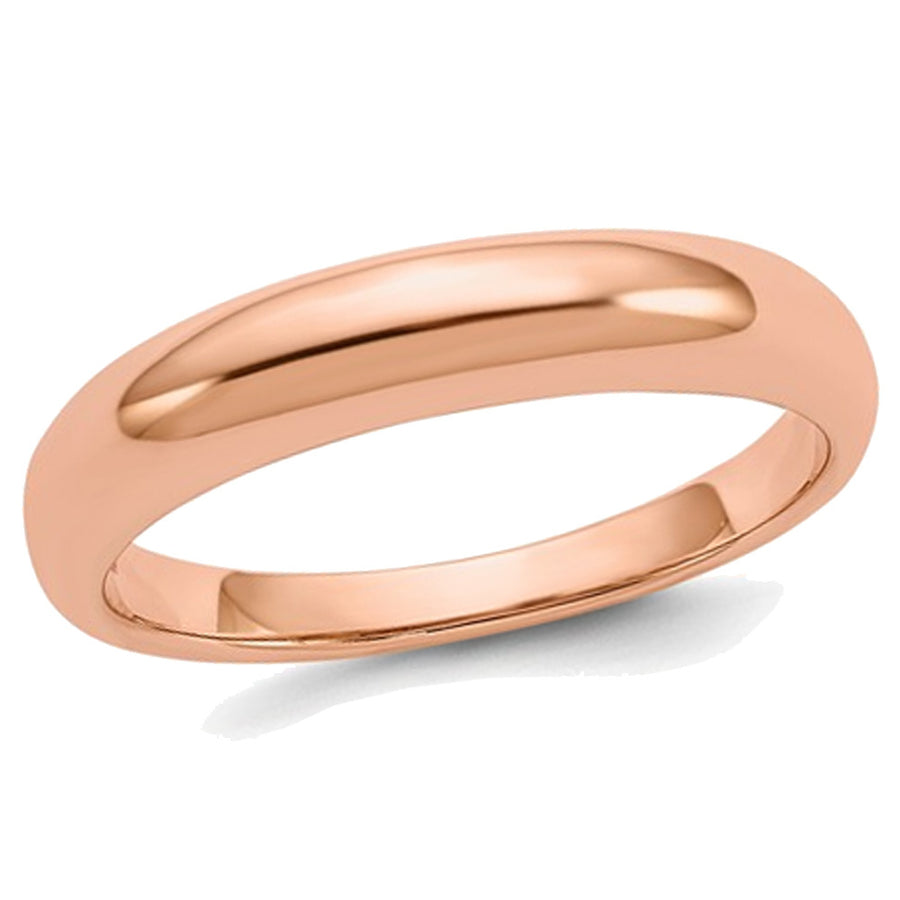 Ladies 14K Rose Pink Gold 3mm Polished Wedding Band Ring Image 1