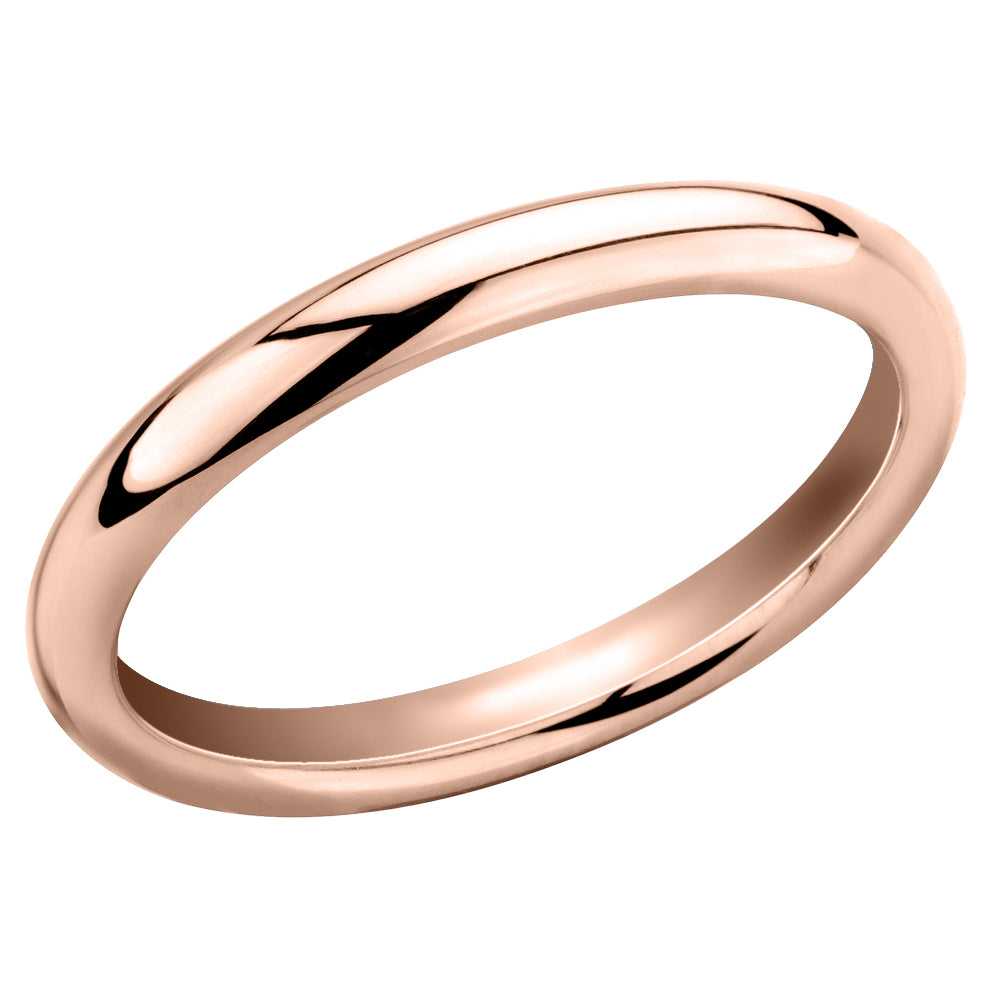 Ladies 14K Rose Pink Gold 3mm Polished Wedding Band Ring Image 2