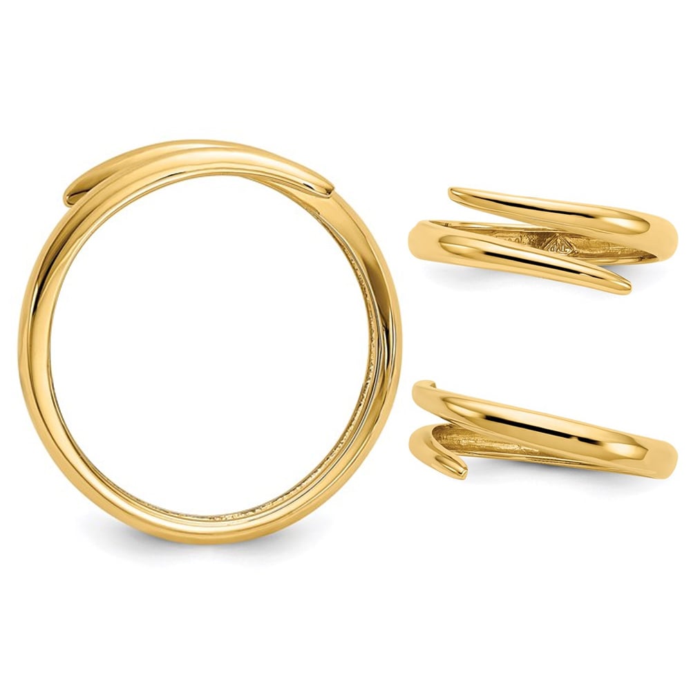 14K Yellow Gold Polished Bypass Ring Band (size 7) Image 2