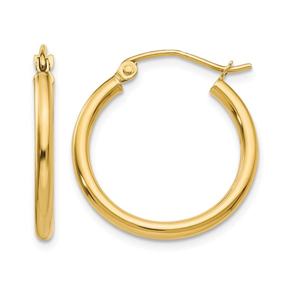 Classic Hoop Earrings in 14K Yellow Gold 2mm Image 1