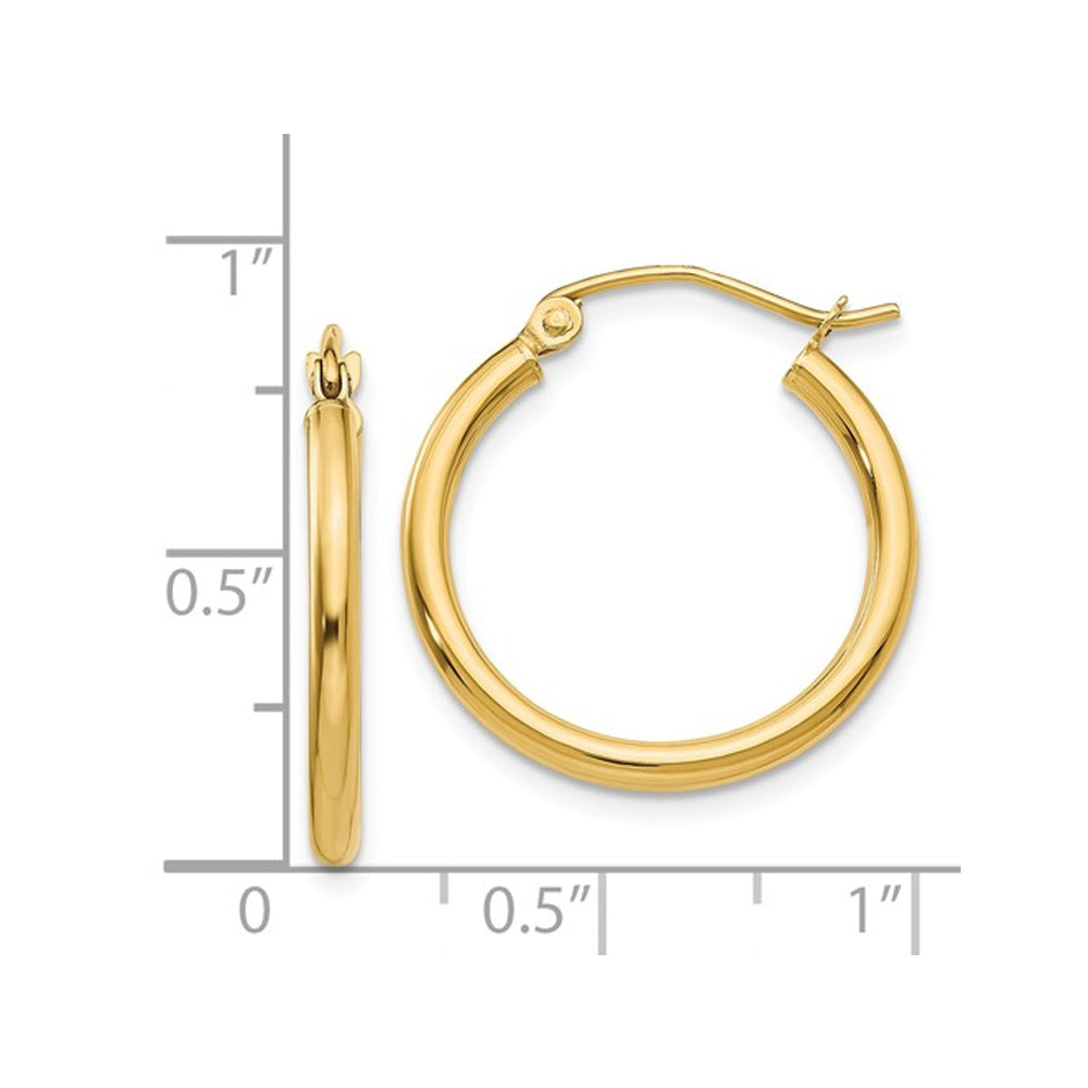 Classic Hoop Earrings in 14K Yellow Gold 2mm Image 2