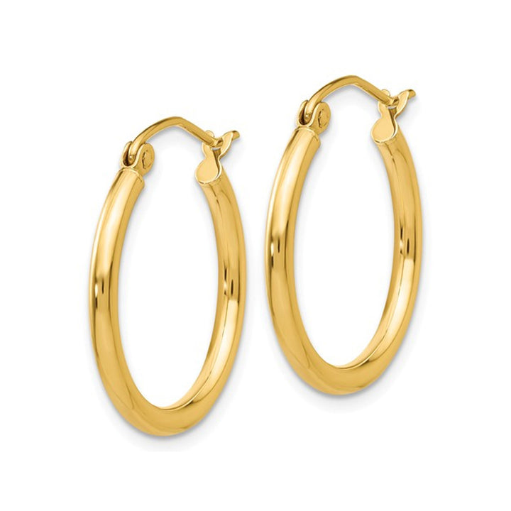 Classic Hoop Earrings in 14K Yellow Gold 2mm Image 4