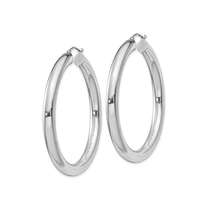 Large Hoop Earrings in Sterling Silver 2 Inch (5.0mm) Image 2